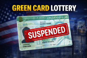 This pictures describes Green card lottery suspended